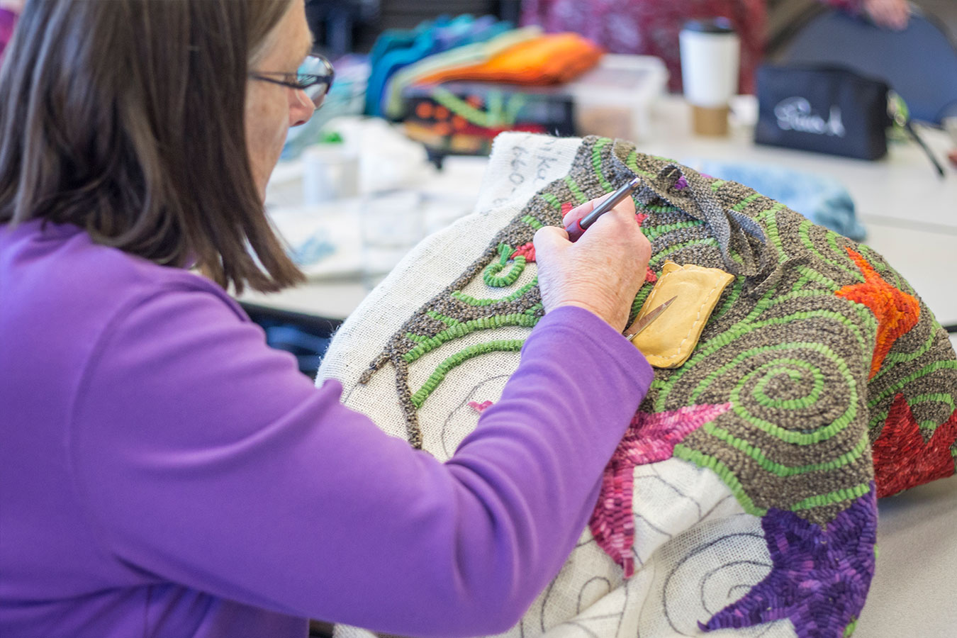 Image of adult crocheting at the Bend Senior Center