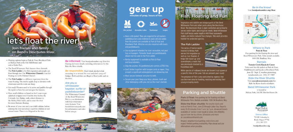 screenshot of BPRD's river floating guide brochure